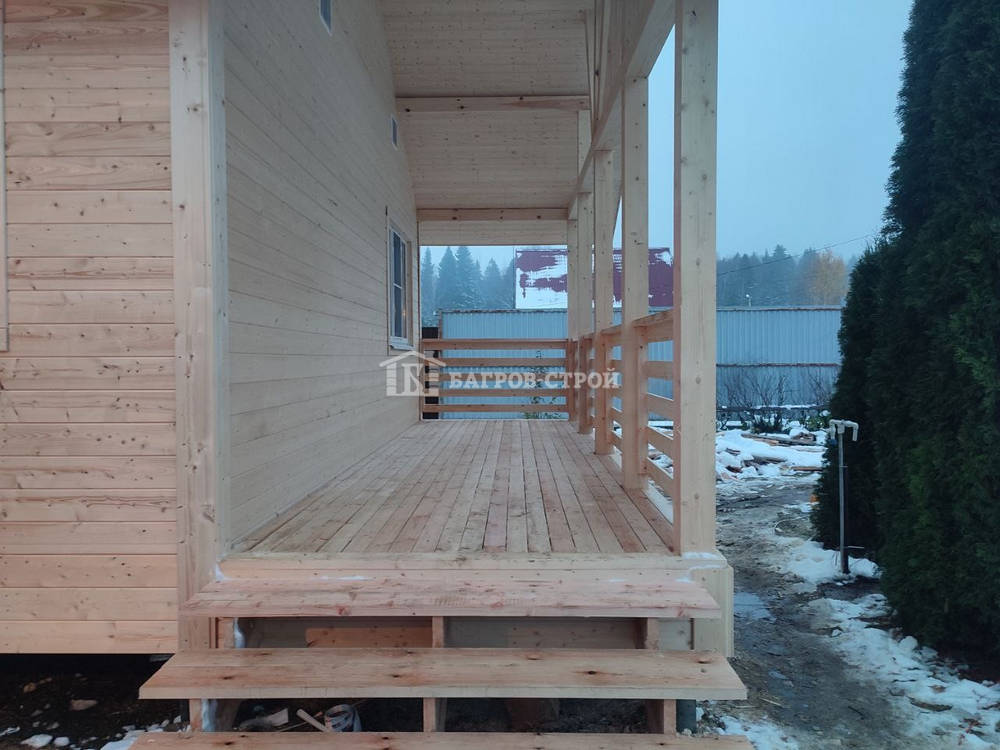 Каркасный дом 6х8 Ефрем с крыльцом и террасой, Московская обл. Нарофоминский район