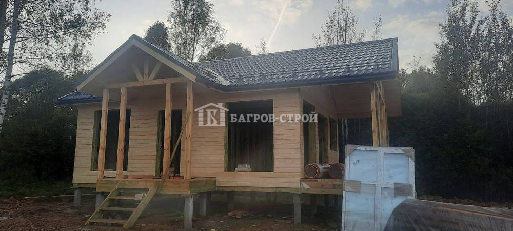 Каркасный дом 6х8 с террасой 2х6м и 1х3м, Тверская обл., Кимрский р-н.