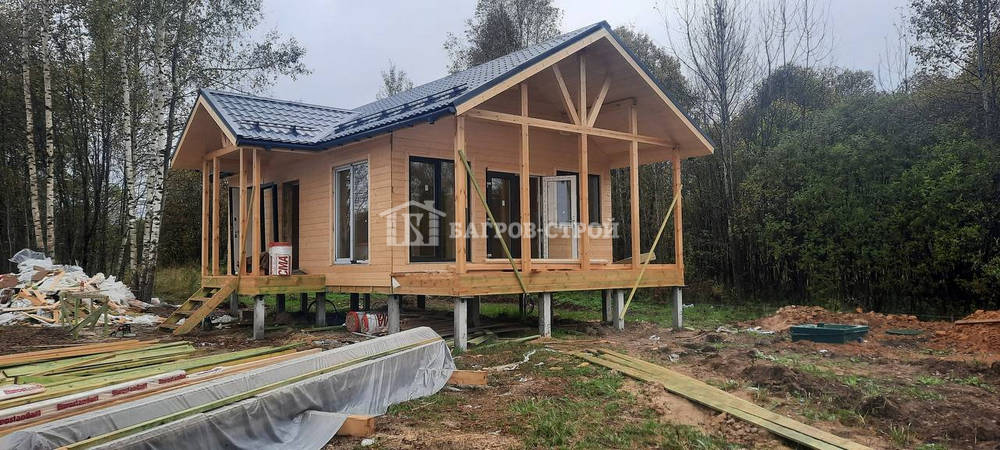 Каркасный дом 6х8 с террасой 2х6м и 1х3м, Тверская обл., Кимрский р-н.