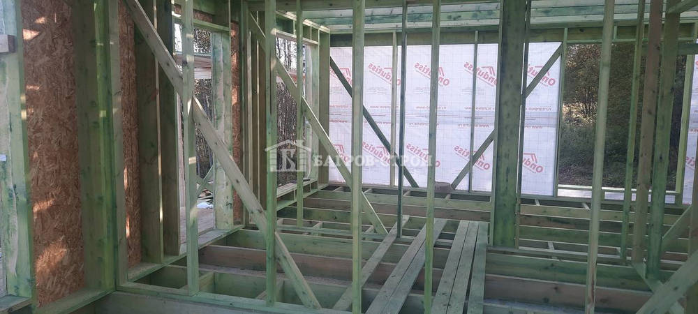 Каркасный дом 6х8 с террасой 2х6м и 1х3м, Тверская обл., Кимрский р-н.