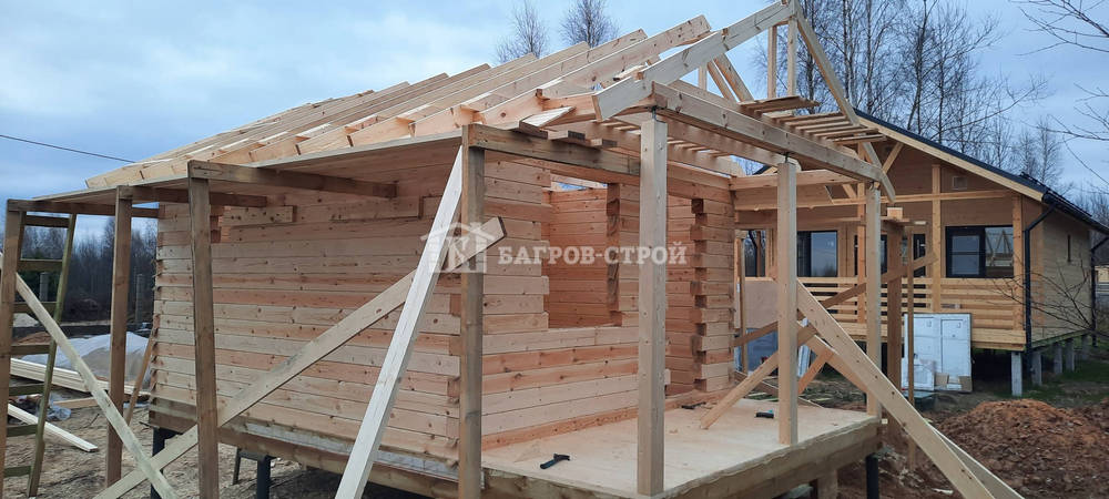 Баня брусовая 4х4.5 м. с террасой 1.5х4.0м, Тверская обл., Кимрский р-н.