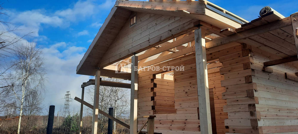 Баня брусовая 4х4.5 м. с террасой 1.5х4.0м, Тверская обл., Кимрский р-н.