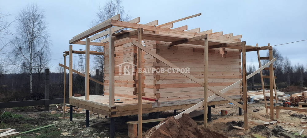 Баня брусовая 4х4.5 м. с террасой 1.5х4.0м, Тверская обл., Кимрский р-н.