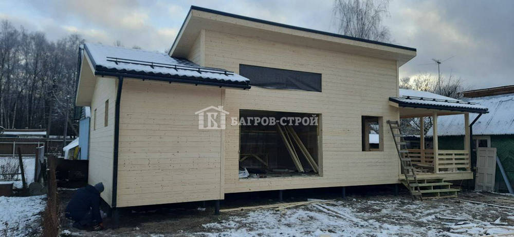 Каркасная баня 5.5х10 м. с террасой 4.3х4.5м, Московская обл., Серпуховской район.